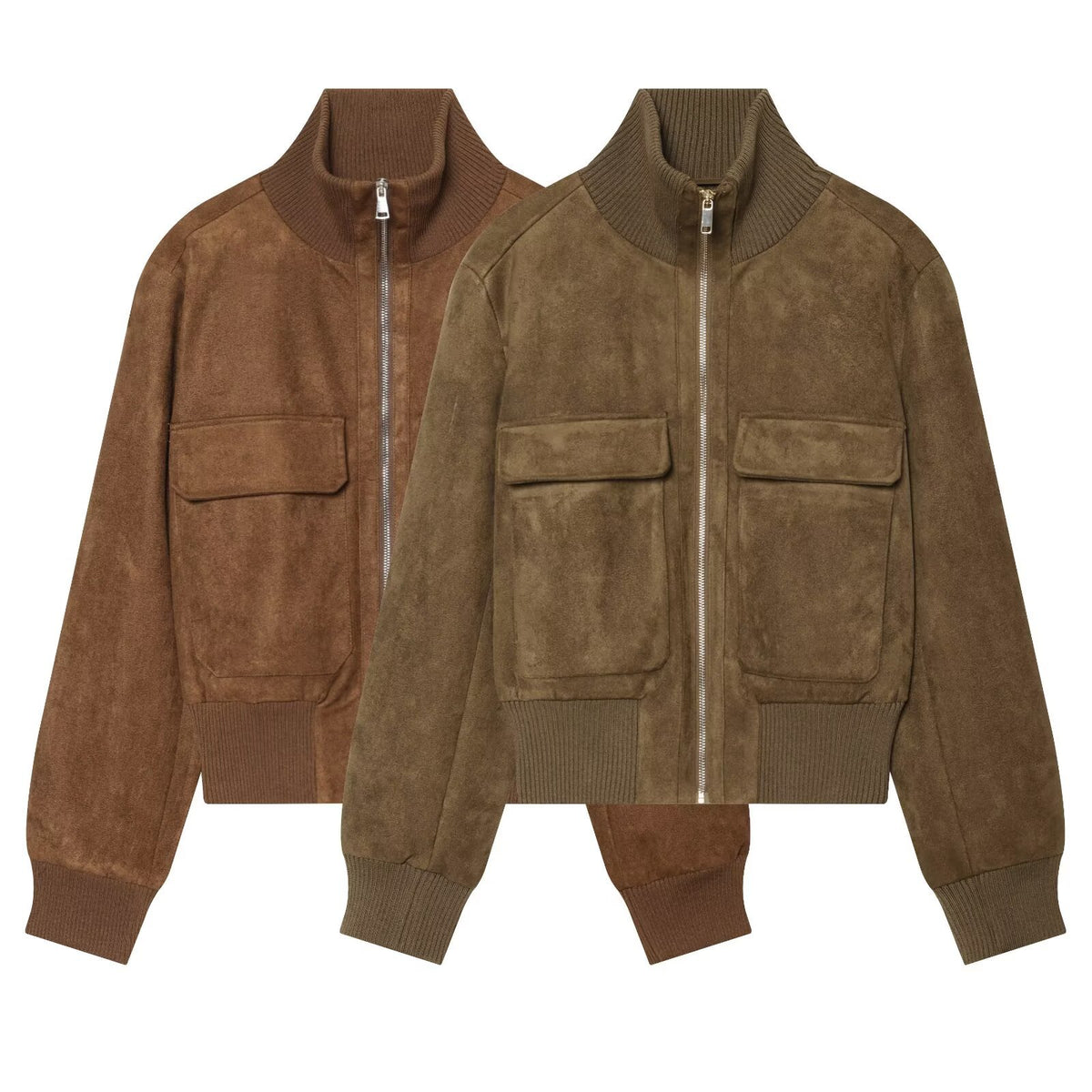 Stand up collar and large pocket jacket
