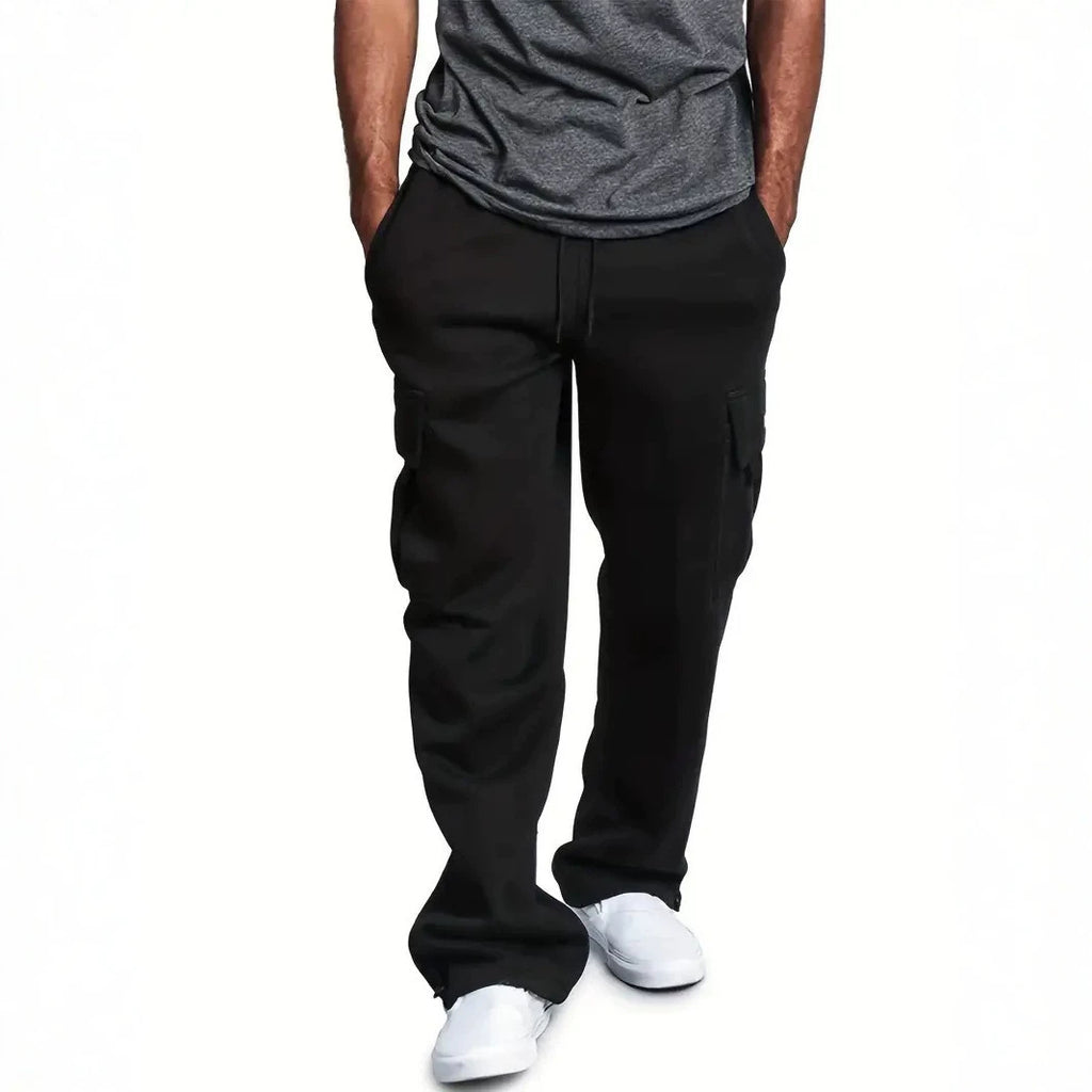 Men's Casual Vintage Cargo Pants Multi-pocket Loose Fit Straight Leg Tapered Long Trousers