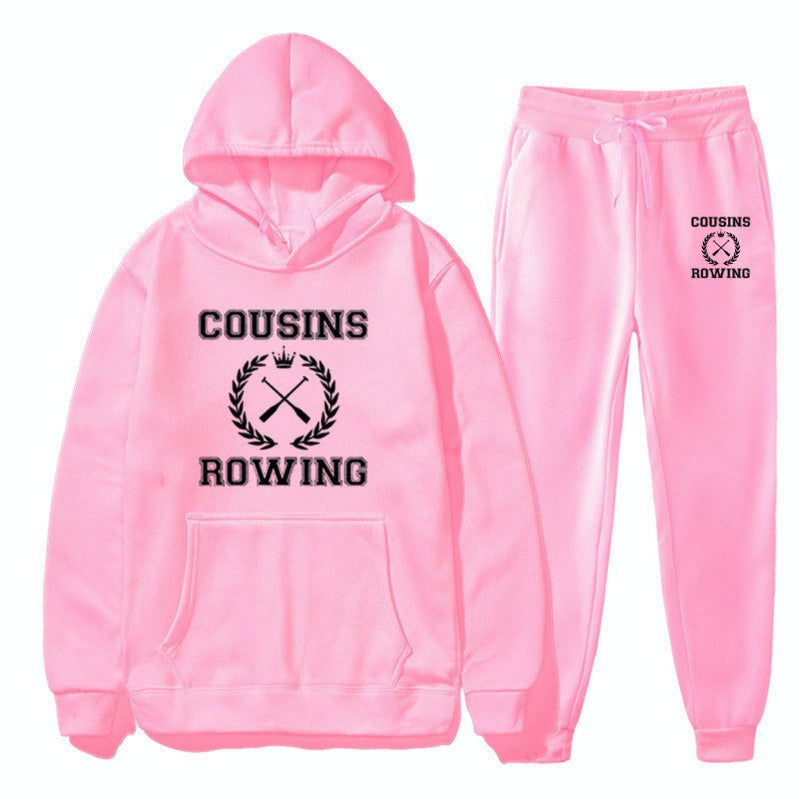 Loose Hooded Sweatshirt and Cuffed Pants Set