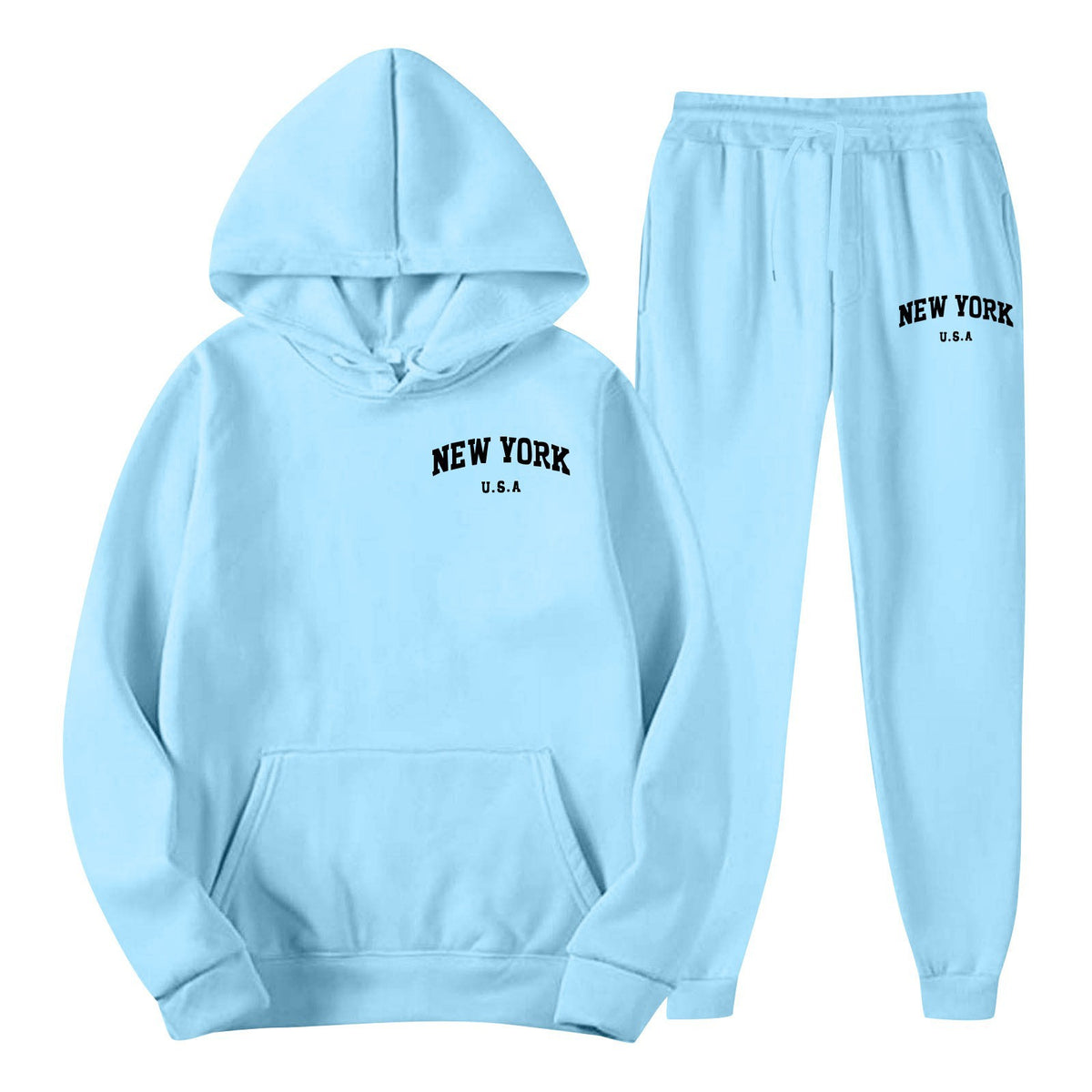 Men's Hoodie Set Solid Color Two-Piece