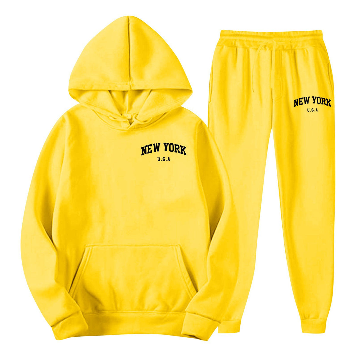 Men's Hoodie Set Solid Color Two-Piece