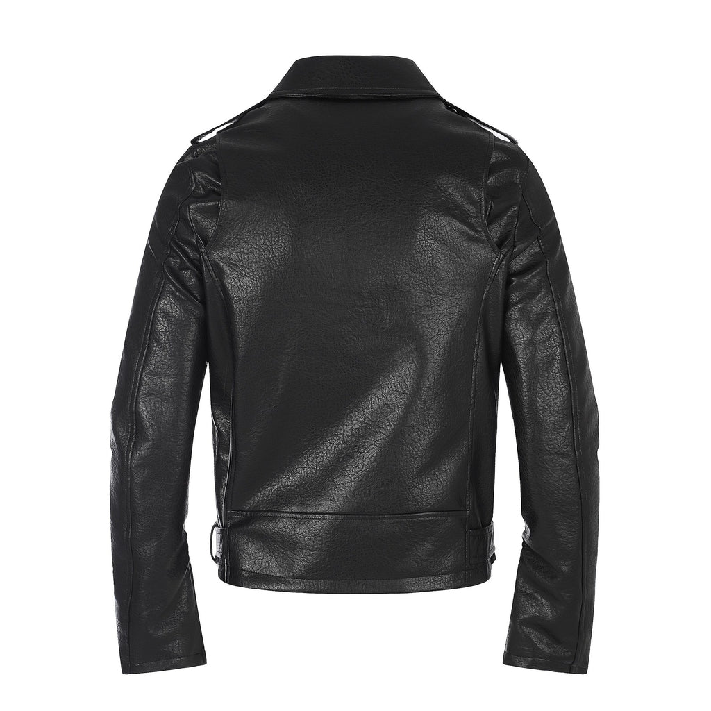 Vintage Slant Zipper Stud Belt Slim Fit Short PU Jacket