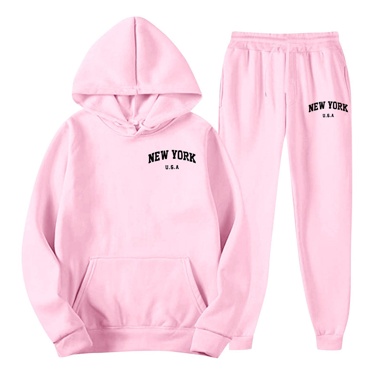 Men's Hoodie Set Solid Color Two-Piece