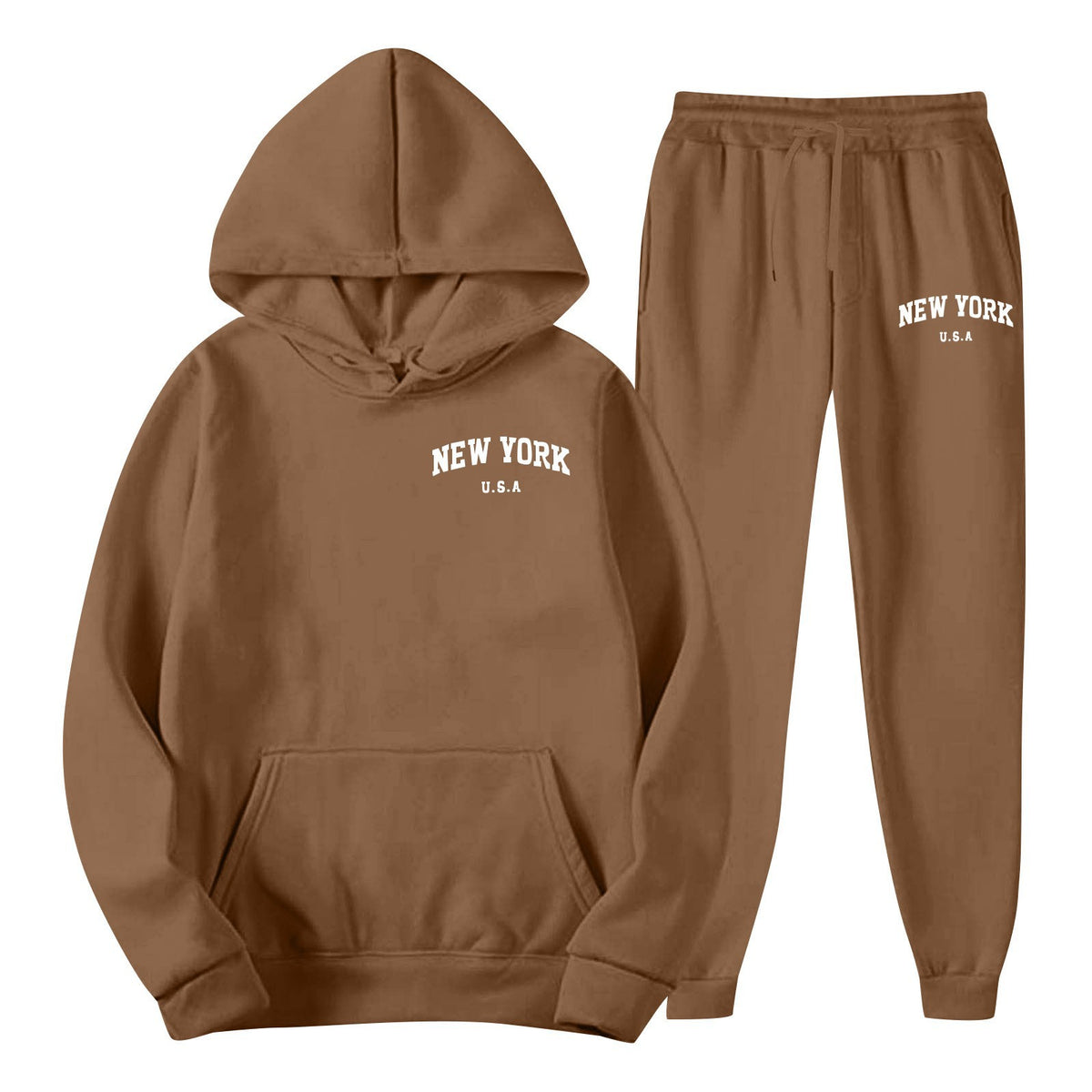 Men's Hoodie Set Solid Color Two-Piece
