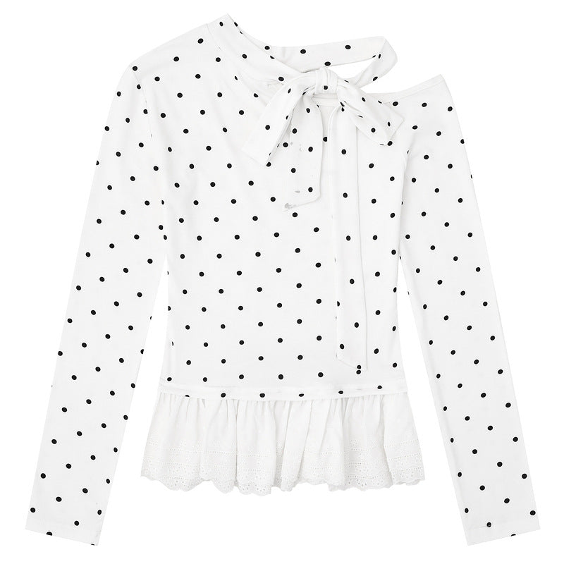 Dotted Shoulder Strap Long Sleeve T-shirt