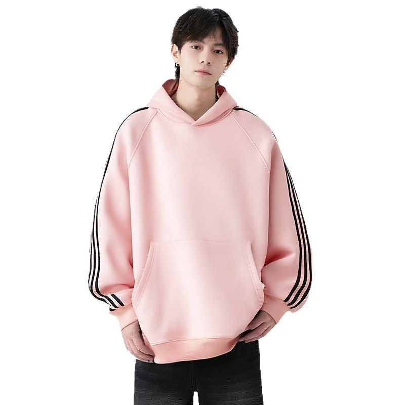 Streetwear Three-Stripe Hoodie Unisex Spring Autumn New Shoulder Sleeve Pullover Sport Jacket Loose Long Sleeve Top