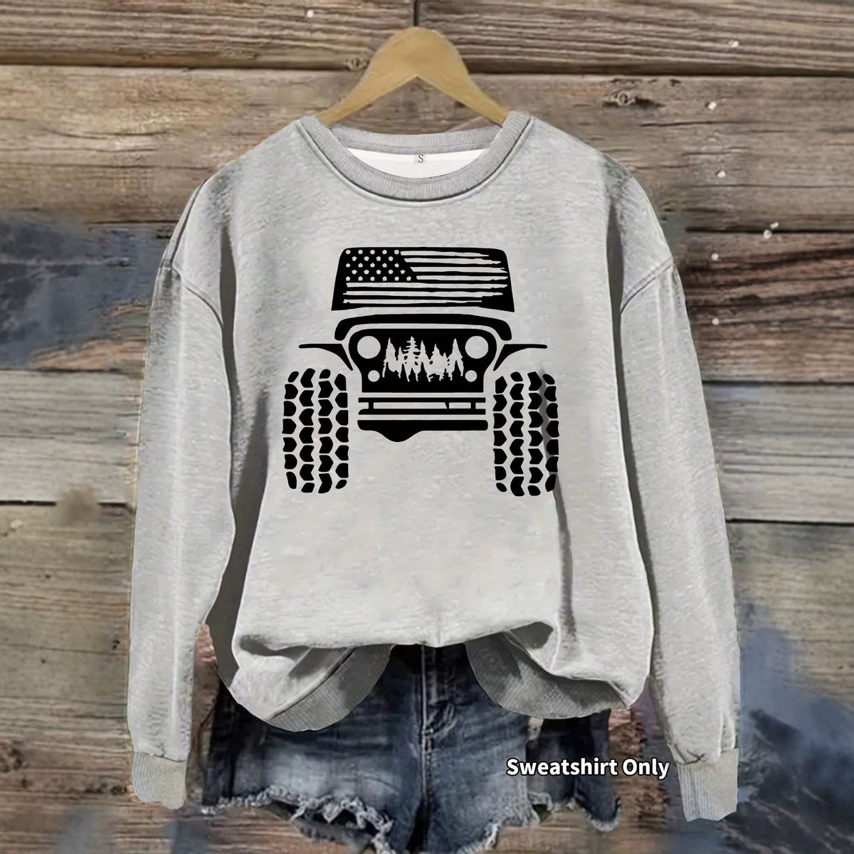 Printed loose velvet sweatshirt