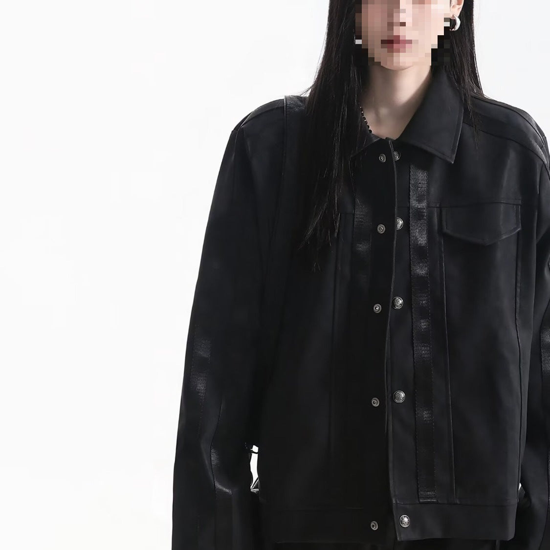 Retro Casual Solid Color Long Sleeve Lapel Loose Leather Jacket