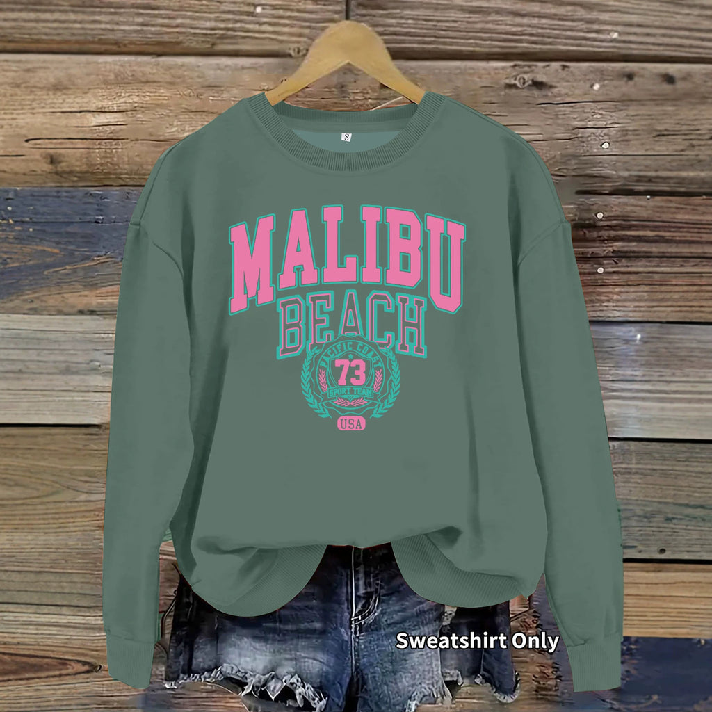 Letter pattern printed round neck fleece hoodie