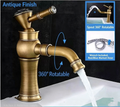 Copper Retro Mid-Century Bamboo Node Cold Hot Kitchen Faucet Balcony Sink Outdoor Freeze-Resistant Washing Machine Spout