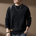 Men's Vintage Long Sleeve Crew Neck Knit Sweater - Loose Fit Thick Pullover Top