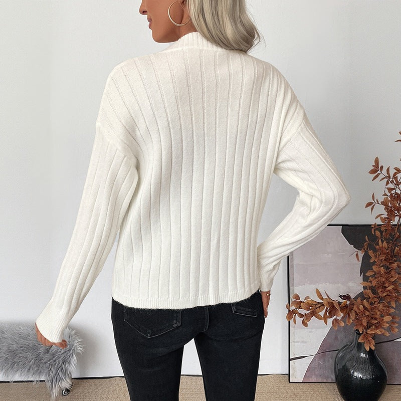 Women's Elegant Solid Color Knit Cardigan Jacket,  Commuter Style Sweater Coat