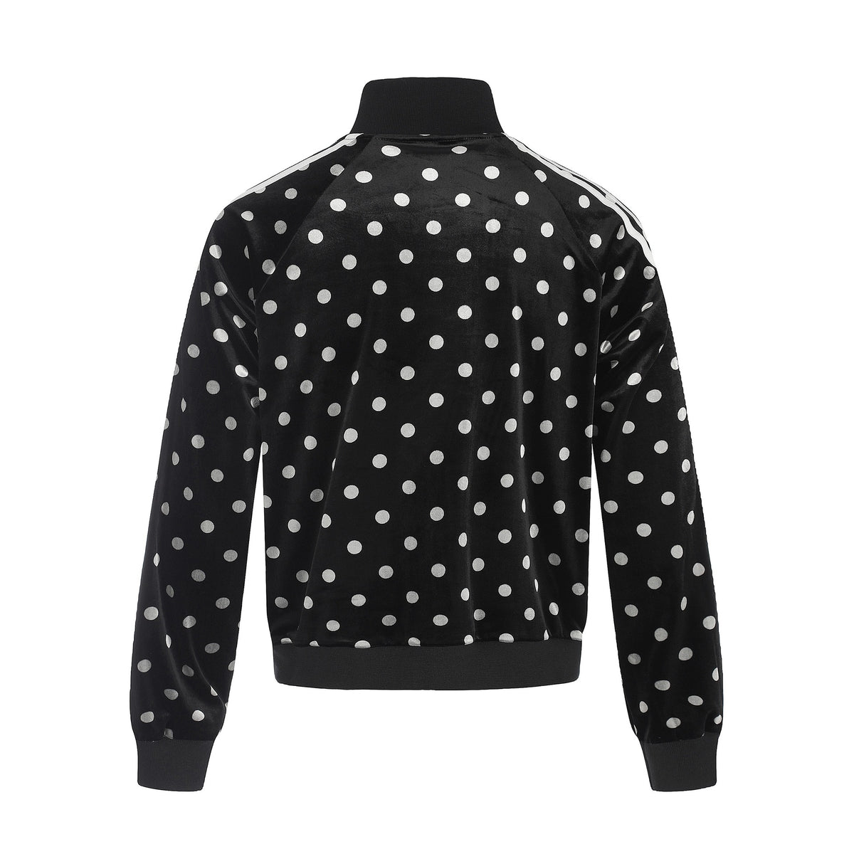 Velvet Polka Dot Four-Stripe Stand Collar Loose Short Jacket for Men