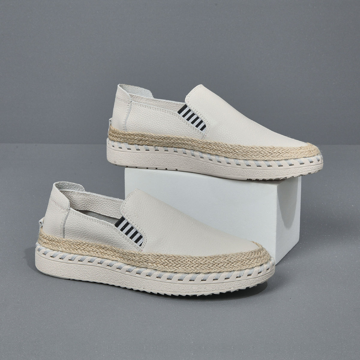 Handmade leather sewn massage shoe toe layer cowhide casual fisherman one foot men's shoes