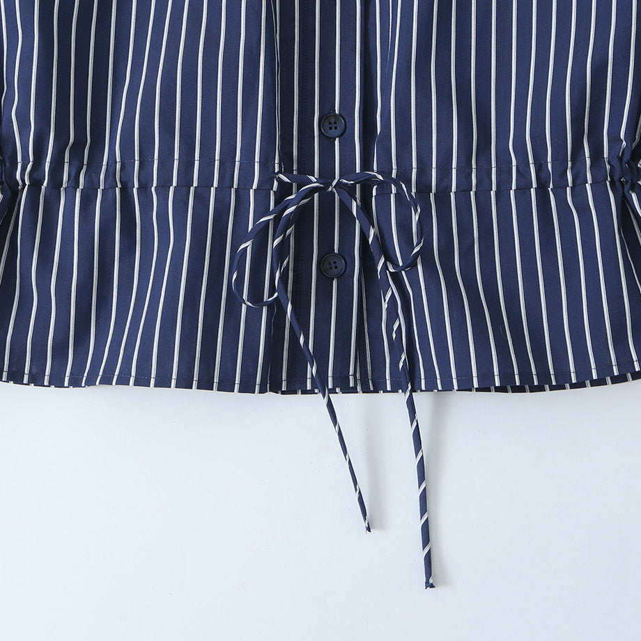 Striped stand up collar shirt