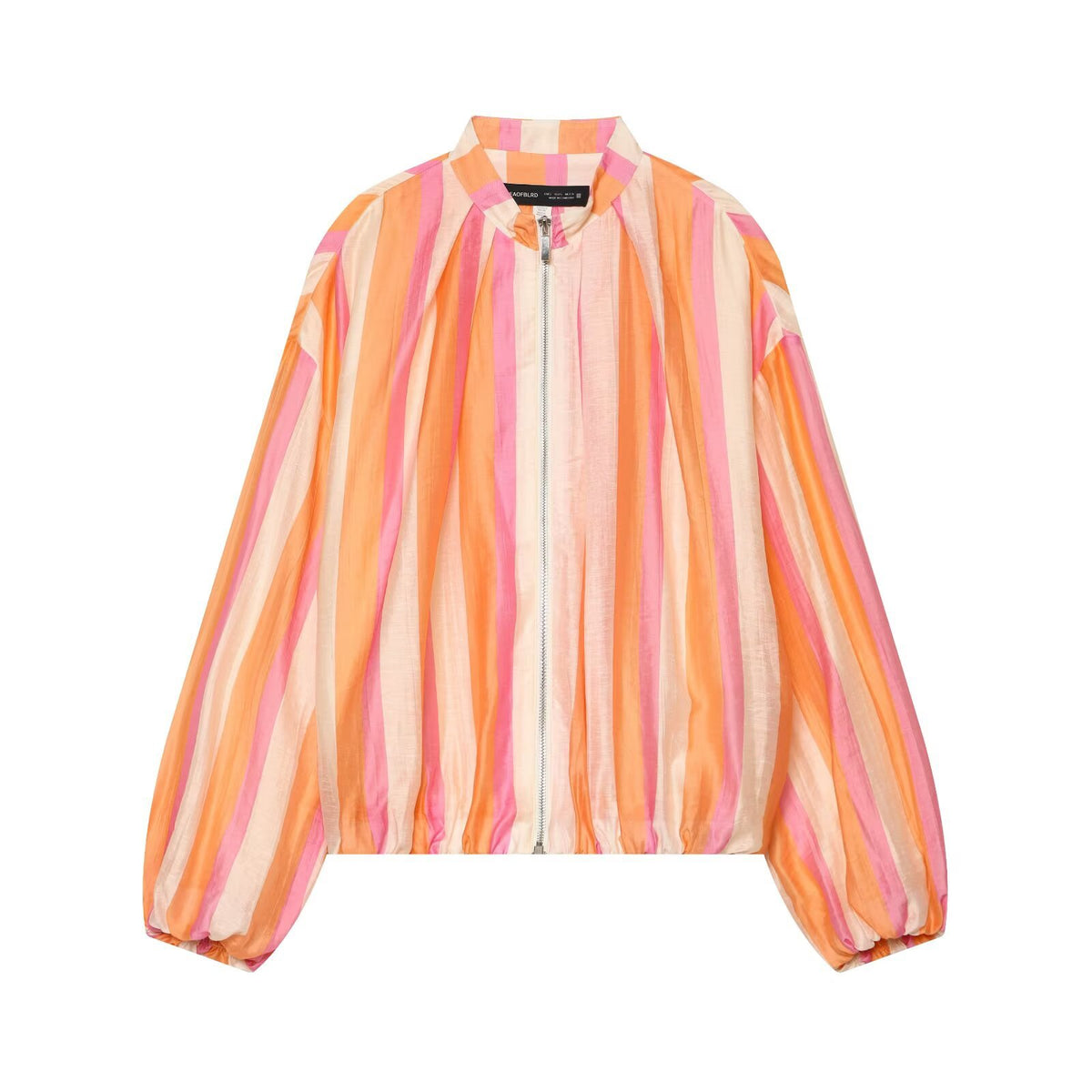 Stand up collar striped jacket jacket