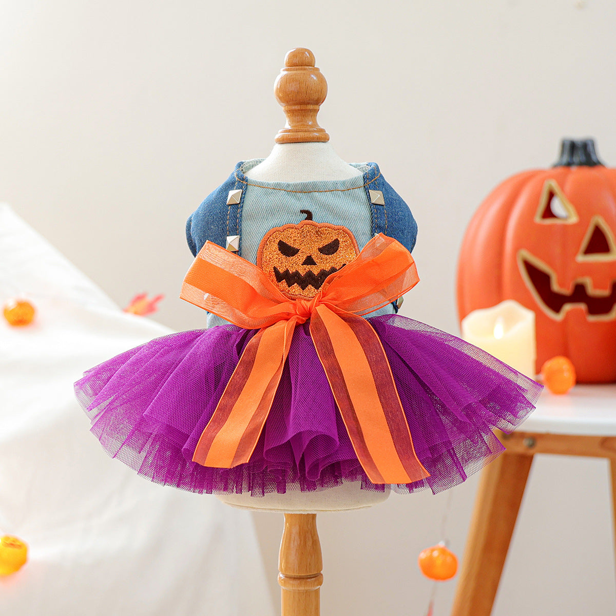 Halloween Pet Dog Cat Dress Quirky Pumpkin Wedding Costume Outfit