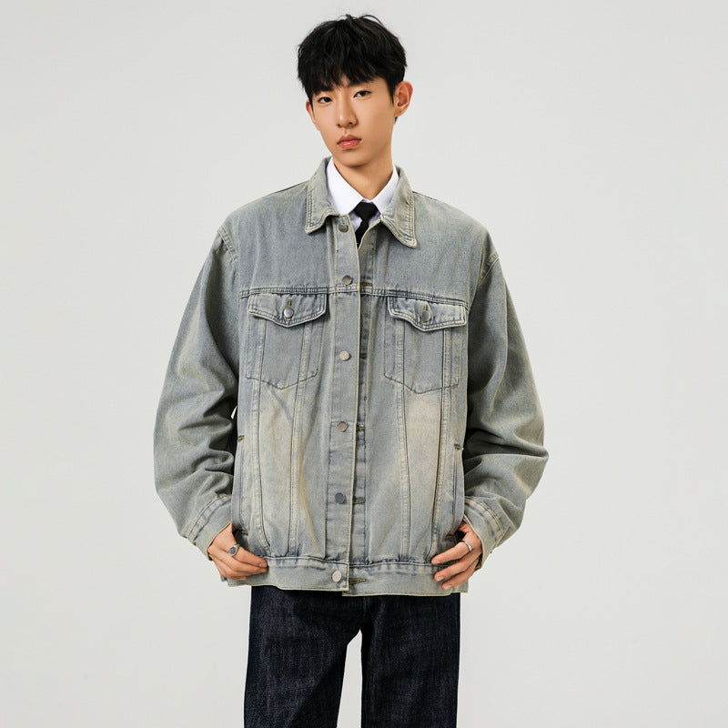 Men's  Denim Jacket Loose Fit Outerwear