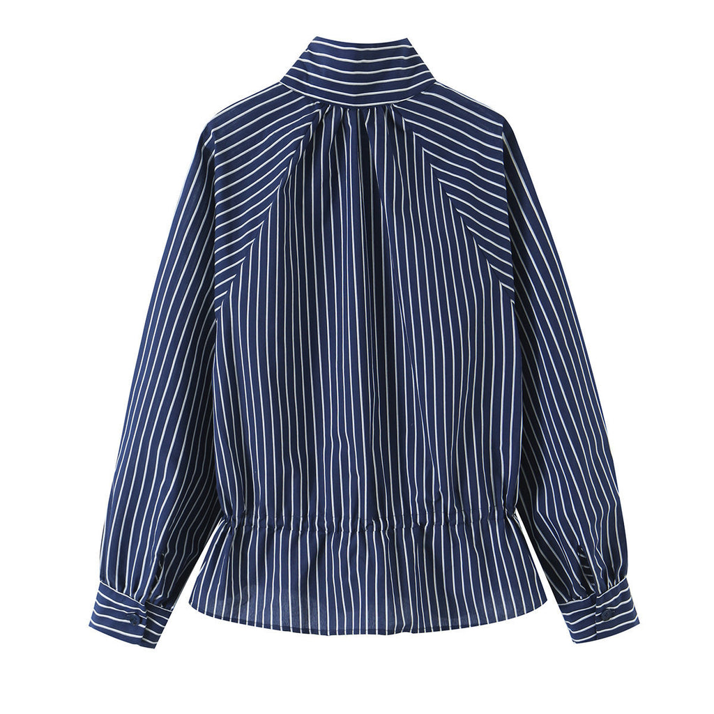 Striped stand up collar shirt