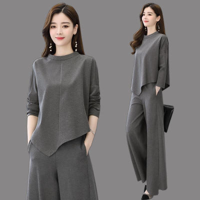 Professional Suit Wide-Leg Pants Youthful Slimming Stylish Fashionable Lady Two-Piece Set Women Casual Trendy Spring Autumn