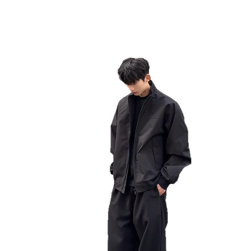 Men's Clean Fit Stand Collar Loose Fit Flight Jacket Workwear Outerwear
