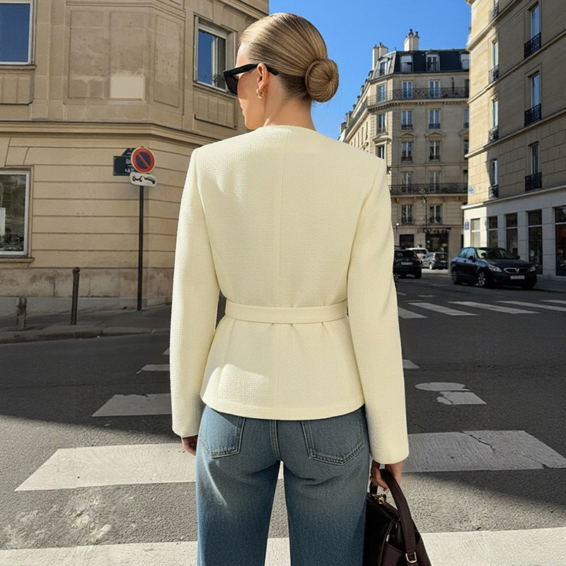 Belted Women's Casual Slim Fit Blazer Coat