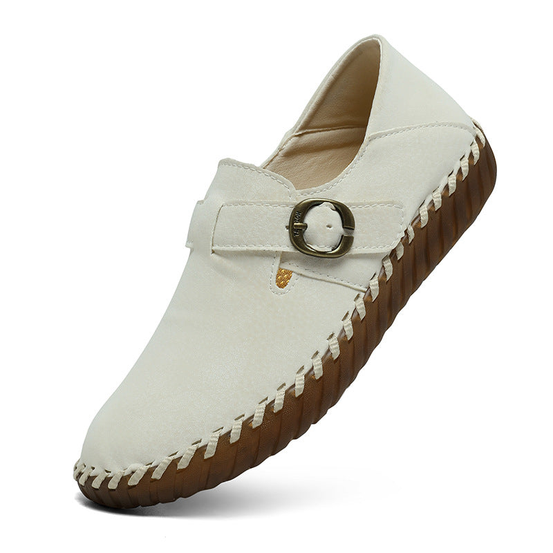 Soft Surface Top Layer Cowhide British Style Birkenstock Single Shoe Stitched Korean Version Comfortable Genuine Leather Women's Shoes