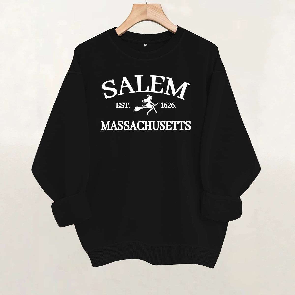 Printed round neck fleece hoodie