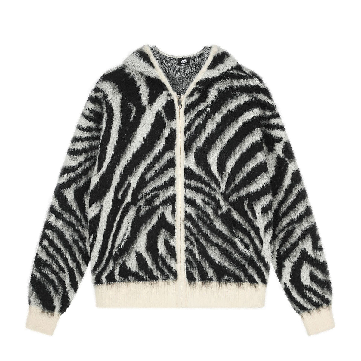 Zipper Zebra Pattern Sweater