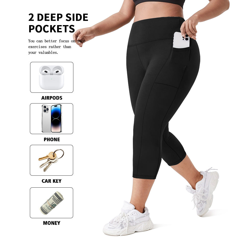 Pocket size seven yoga pants milk silk high waisted sports leggings