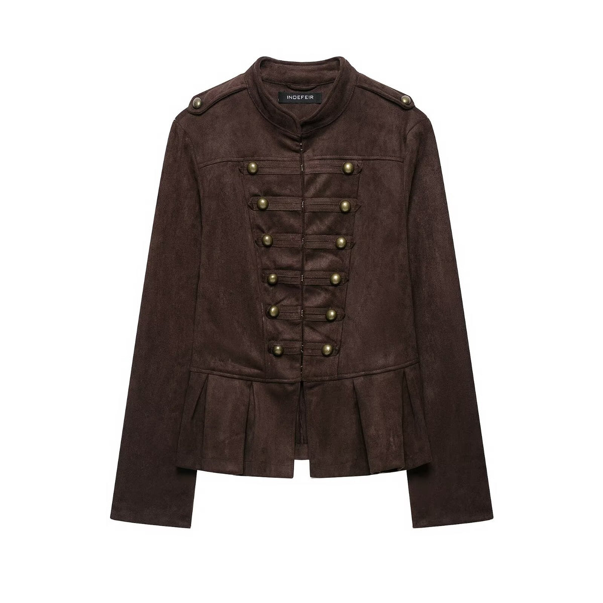 Half high collar long sleeved buttoned jacket