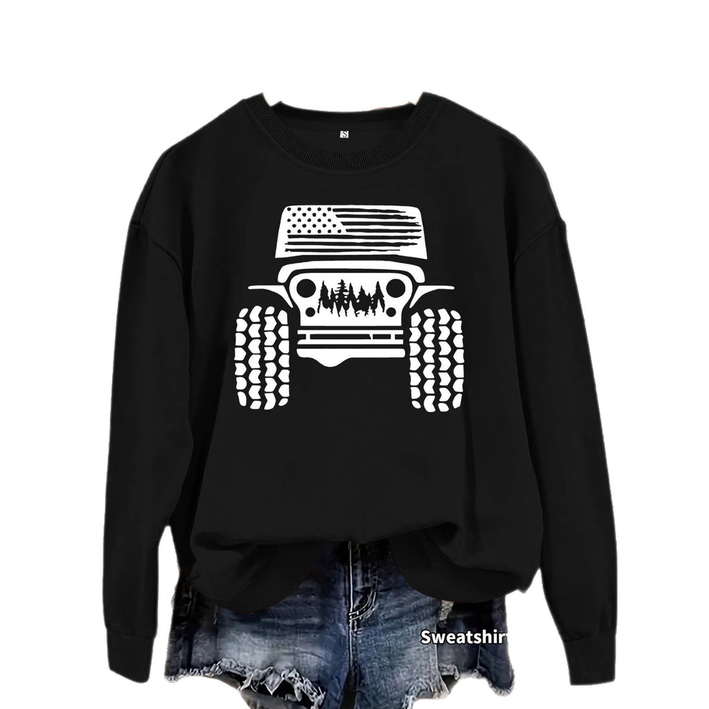 Printed loose velvet sweatshirt