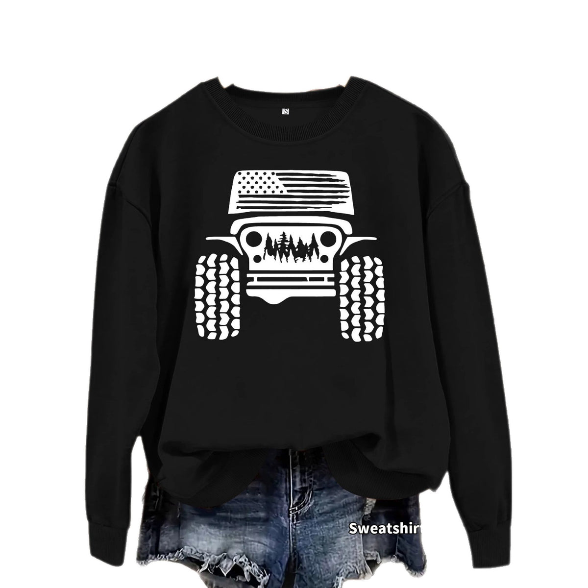 Printed loose velvet sweatshirt