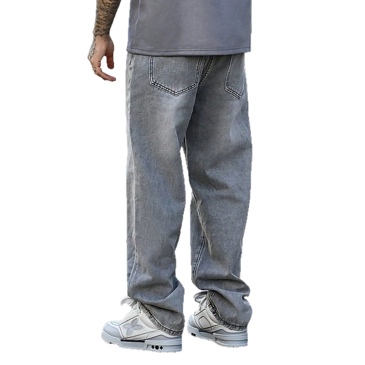 Casual Comfortable Men's Summer Jeans, Fashion Vintage Washed Grey Denim Pants