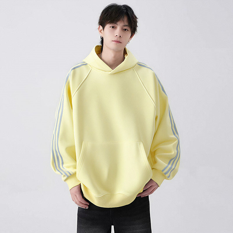 Streetwear Three-Stripe Hoodie Unisex Spring Autumn New Shoulder Sleeve Pullover Sport Jacket Loose Long Sleeve Top