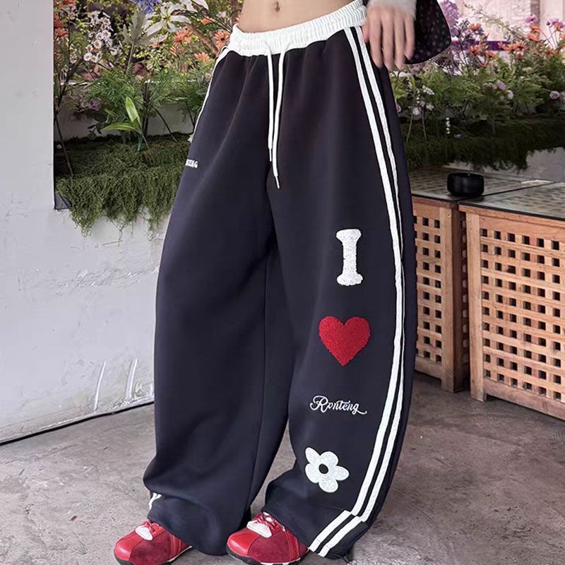 Women's Casual Solid Color Wide Leg Pants Elastic Waist Loose Fit Draped Trousers
