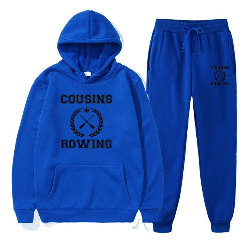 Loose Hooded Sweatshirt and Cuffed Pants Set