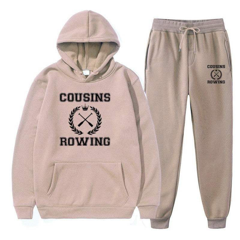 Loose Hooded Sweatshirt and Cuffed Pants Set