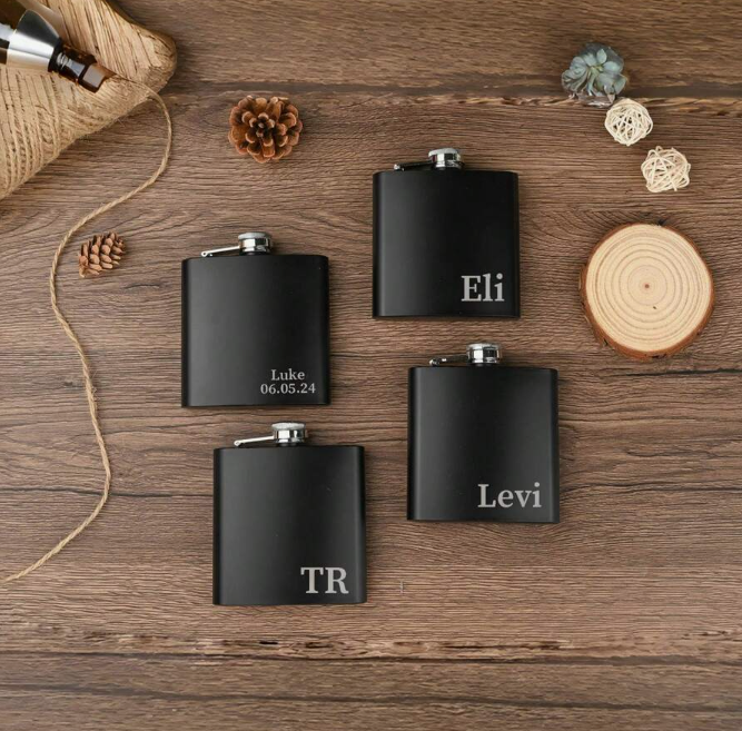 Customized, shipped within 48 hours Matte Stainless Steel Slim Flask, Portable Outdoor Pocket Liquor Bottle, Flat Alcohol Container for Camping