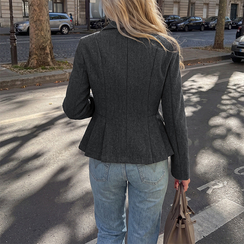 Women's Wool Blend Blazer, Loose Fit A-Line Commuter Elegant Jacket