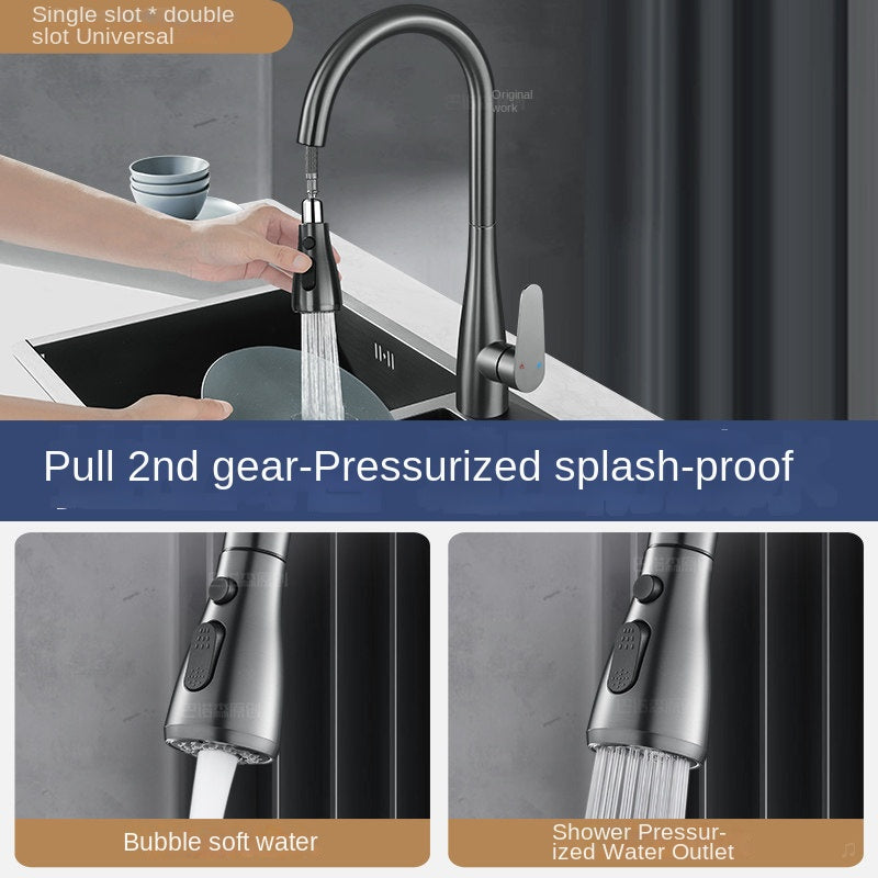 Kitchen Sink Faucet with Pull-Out Sprayer, Extendable Hot &amp; Cold Mixer Tap, 360&deg; Swivel