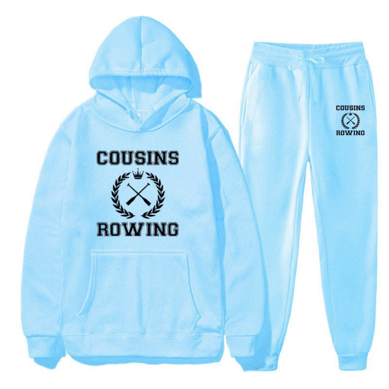 Loose Hooded Sweatshirt and Cuffed Pants Set