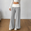 Western Casual Color Block Spliced Drapey Loose Wide Leg Pants for Women