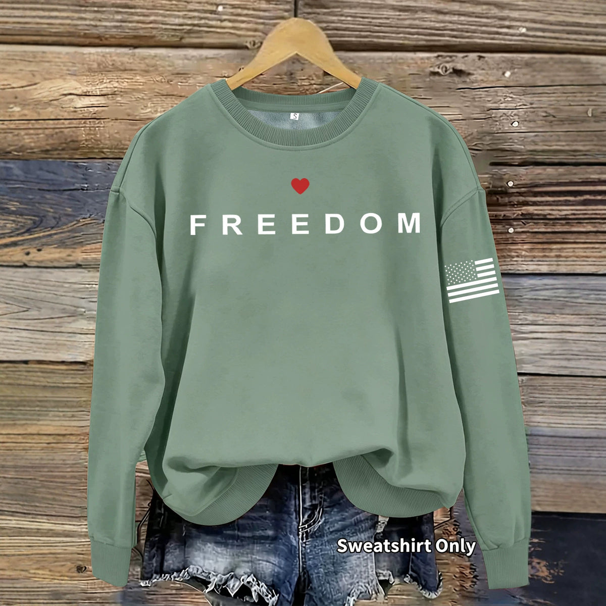 Letter printed round neck fleece hoodie