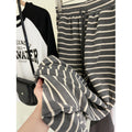 Women's Casual Color-Block Stripe High Waist Wide Leg Straight Pants