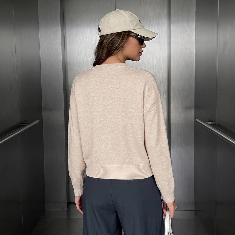 Casual Knitted Cardigan Jacket with Long Sleeves and Traditional Pipa Buttons