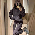 Fashionable  Women's Hoodie Set with Letter Embroidery and Casual Cuffed Pants, Two-Piece Outfit