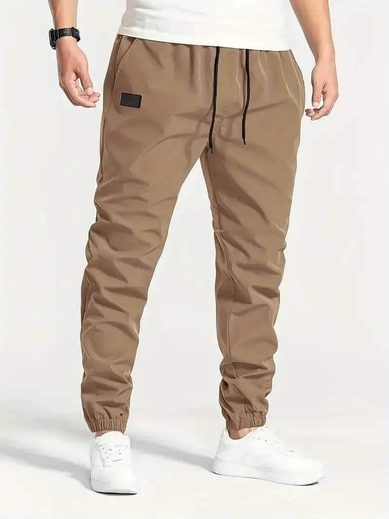 Men's Casual Cargo Pants, Slim Fit Cuffed Workwear Trousers