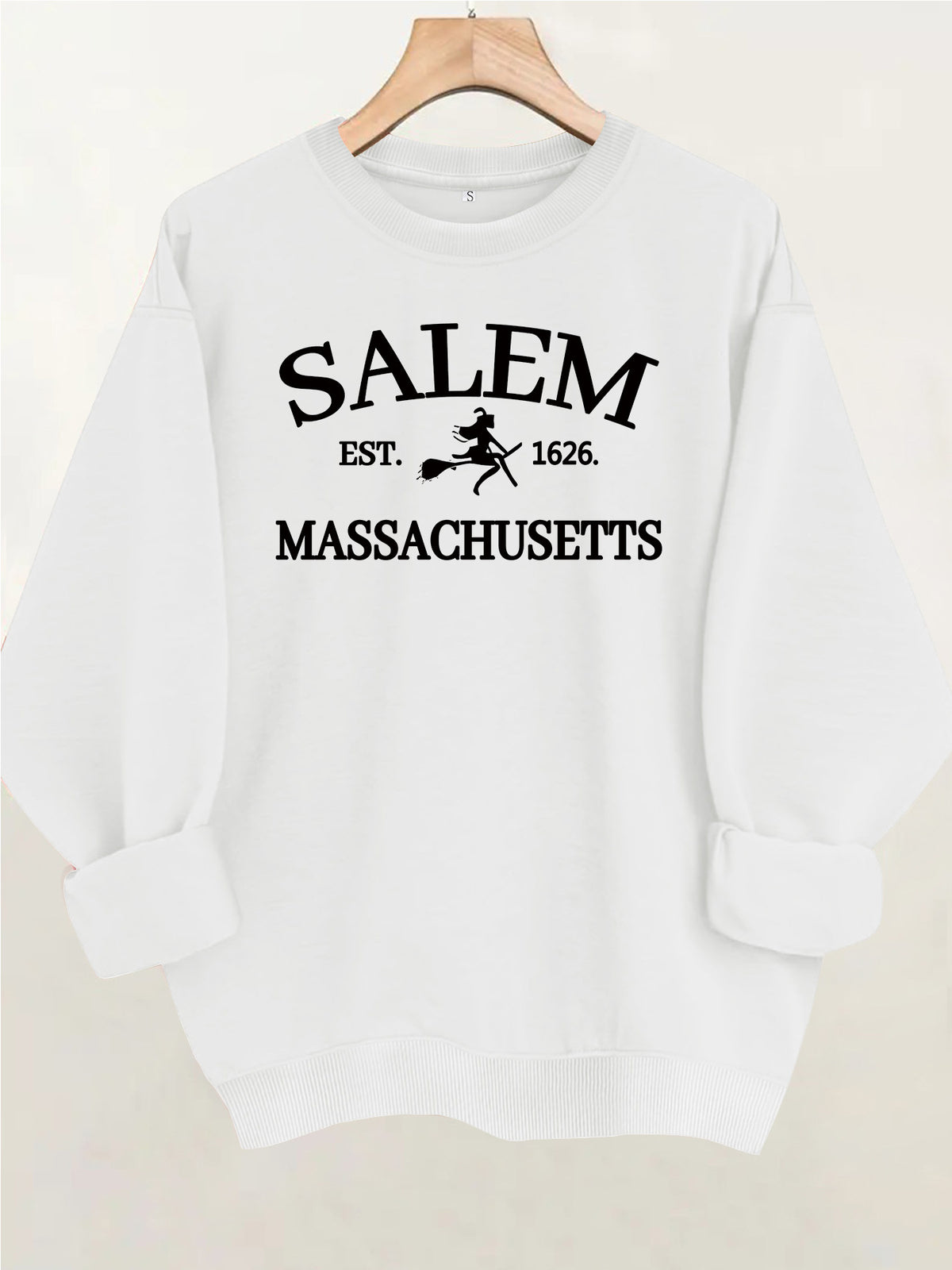 Printed round neck fleece hoodie