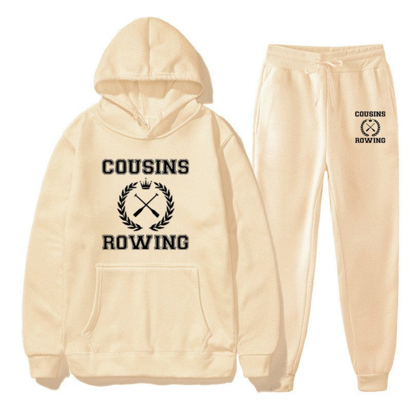Loose Hooded Sweatshirt and Cuffed Pants Set